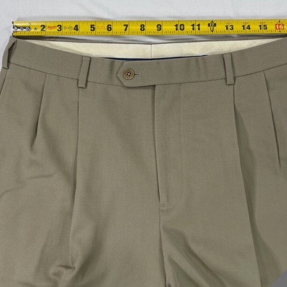 Brooks Brothers Dress Pants Mens 34x31 Khaki 1818 Madison Wool Pleated Cuffed - Picture 6 of 13